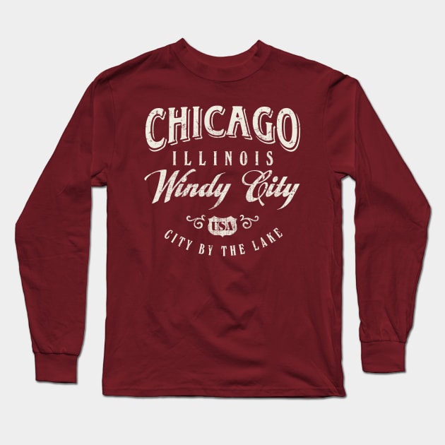 Chicago Illinois Windy City Long Sleeve T-Shirt by Designkix